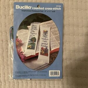 Bucilla Counted Cross Stitch Kit Inspirational Bookmark Pair 41123 Vintage 1995